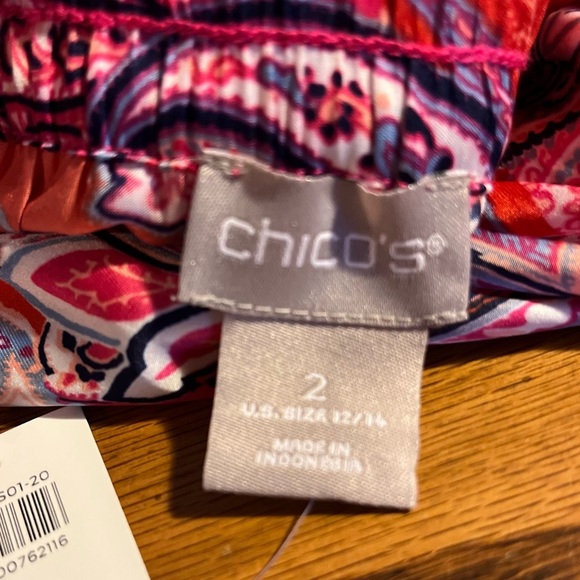 Chico's Ultra Pink Printed Paisley Bohemian Maxi Skirt Sz 12/14 - Picture 10 of 12